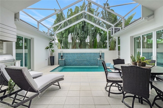 2120 Curtis St, Naples, FL 34112 - outdoor pool with a patio, glass enclosure, and outdoor dining area