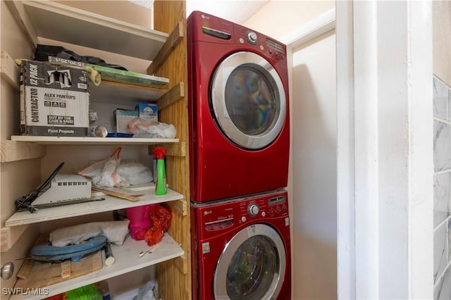 1141 S Alhambra Cir, Naples, FL 34103 - laundry area featuring estacked washer and dryer