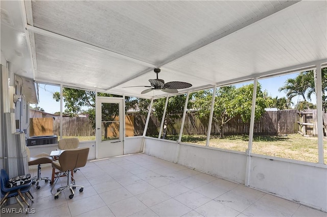 1141 S Alhambra Cir, Naples, FL 34103 - unfurnished sunroom with ceiling fan