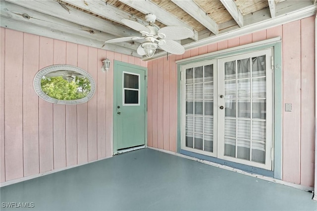 4011 Coconut Cir S, Naples, FL 34104 - view of patio featuring french doors and a ceiling fan