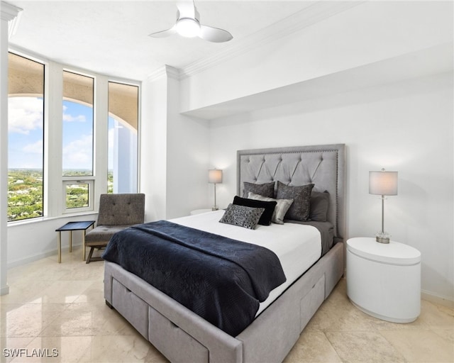 7117 Pelican Bay Blvd Unit 1903, Naples, FL 34108 - bedroom with ornamental molding and a ceiling fan