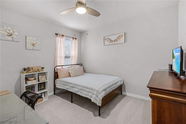 1700 SW 3rd St, Cape Coral, FL 33991 - bedroom with light carpet, a ceiling fan, and an office area