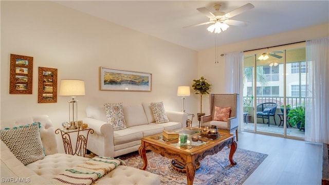 1133 Van Loon Commons Cir Unit 202, Cape Coral, FL 33909 - living room with a ceiling fan and wood finished floors