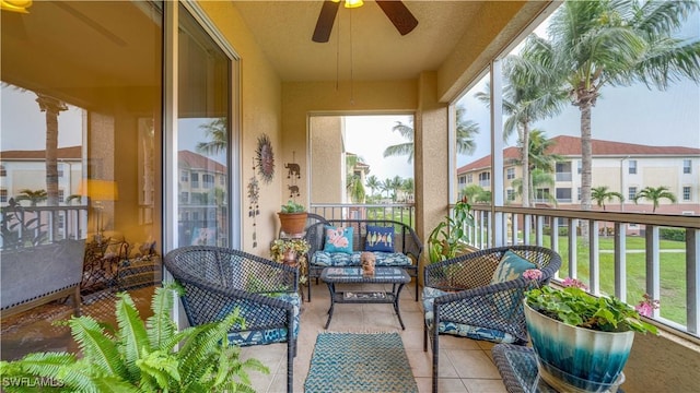 1133 Van Loon Commons Cir Unit 202, Cape Coral, FL 33909 - sunroom with a ceiling fan, an outdoor living space, and healthy amount of natural light
