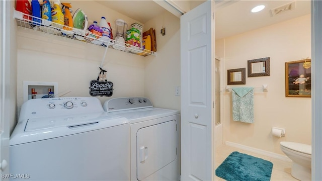 1133 Van Loon Commons Cir Unit 202, Cape Coral, FL 33909 - washroom with washing machine and dryer, tile patterned floors, and recessed lighting