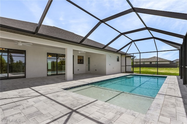 2510 SW 17th Ave, Cape Coral, FL 33914 - swimming pool with ceiling fan, a patio, and glass enclosure