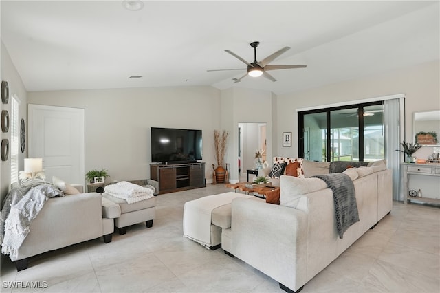 1028 NW 33rd Ave, Cape Coral, FL 33993 - living area featuring vaulted ceiling and a ceiling fan