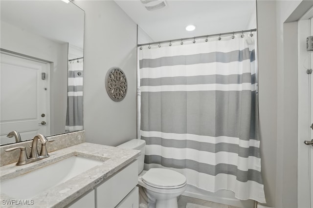 1028 NW 33rd Ave, Cape Coral, FL 33993 - full bathroom with vanity, a shower with shower curtain, and recessed lighting