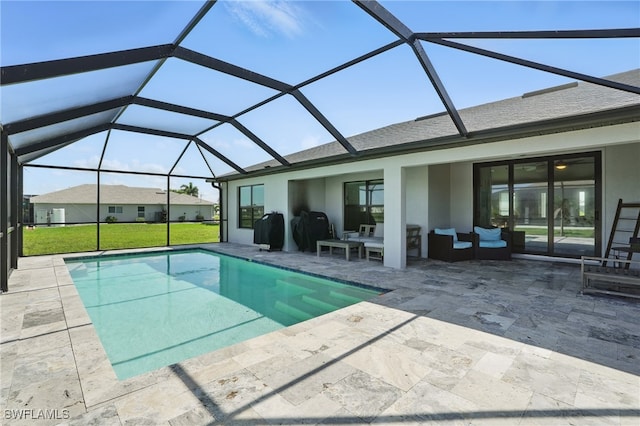 1028 NW 33rd Ave, Cape Coral, FL 33993 - outdoor pool featuring a patio, an outdoor living space, and a grill