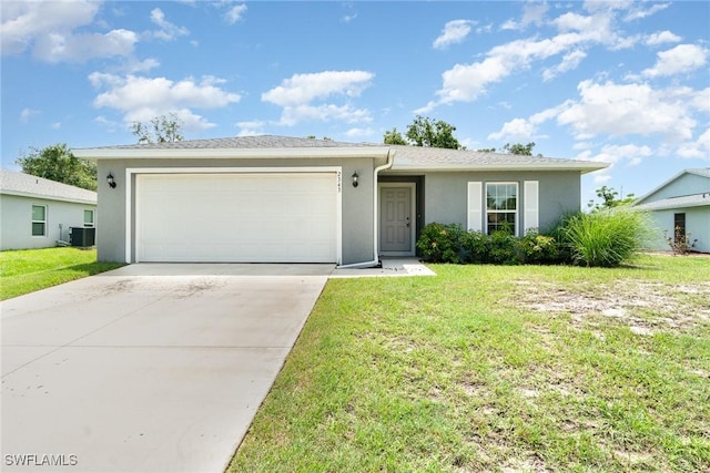 2343 Briarwood St, Punta Gorda, FL 33980 - view of front facade featuring stucco siding, an attached garage, concrete driveway, and a front lawn