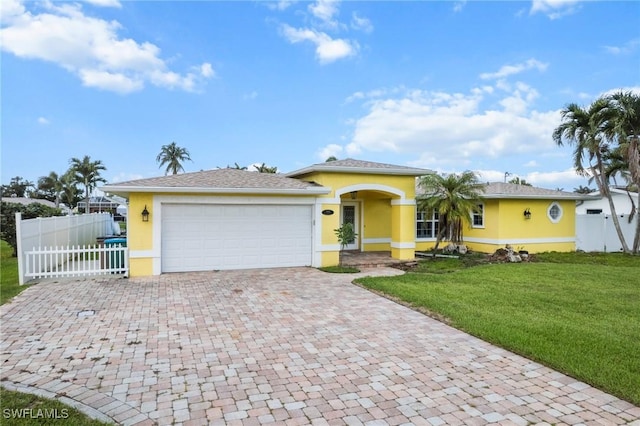 1442 Wellington Ct, Cape Coral, FL 33904 - single story home featuring stucco siding, decorative driveway, and a garage