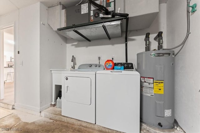 605 SW 18th Ter, Cape Coral, FL 33991 - laundry room with electric water heater and washer and clothes dryer