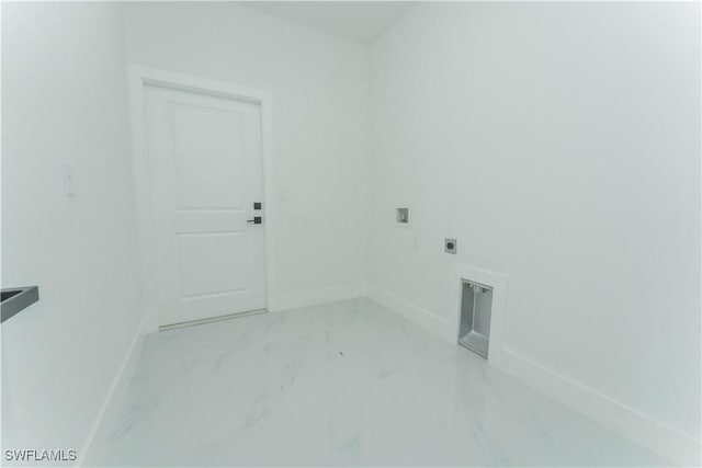 615 Greenbriar Blvd, Lehigh Acres, FL 33972 - laundry area featuring electric dryer hookup, light marble finish flooring, and hookup for a washing machine
