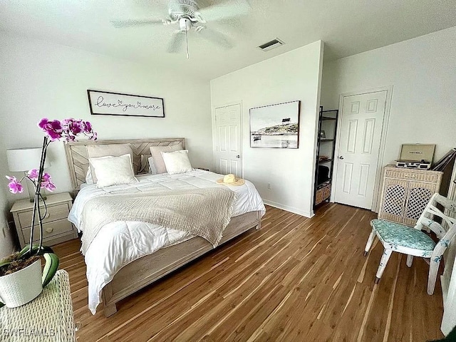 1868 Dogwood Dr, Marco Island, FL 34145 - bedroom with wood finished floors and a ceiling fan