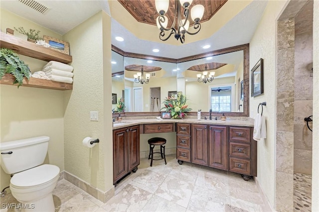 3800 Bal Harbor Blvd Unit 414, Punta Gorda, FL 33950 - full bath with a chandelier, double vanity, walk in shower, and recessed lighting