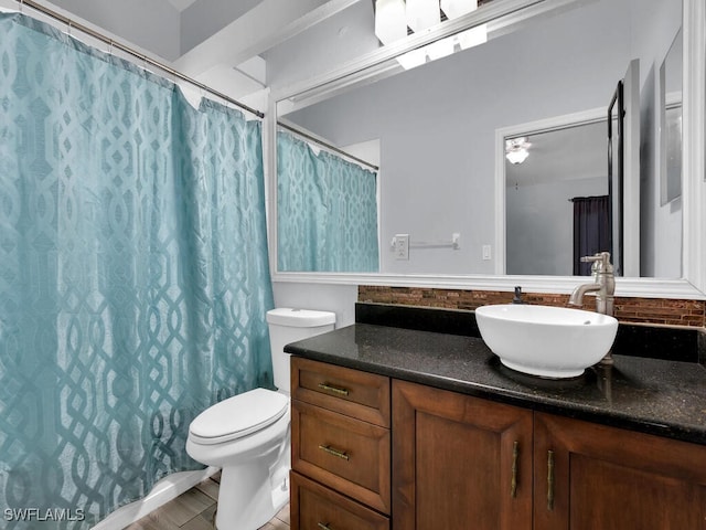 515 SW 9th Ct, Cape Coral, FL 33991 - full bathroom with vanity, tasteful backsplash, and a shower with curtain