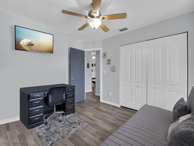 515 SW 9th Ct, Cape Coral, FL 33991 - office with ceiling fan and wood finished floors