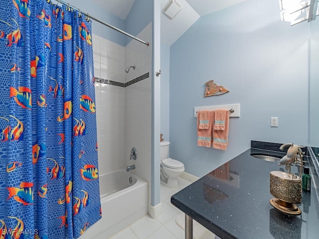 21950 N River Rd, Alva, FL 33920 - full bath featuring tile patterned flooring and shower / tub combo with curtain