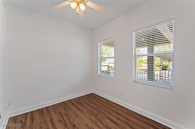 15250 Riverbend Blvd Unit 101, North Fort Myers, FL 33917 - unfurnished room featuring dark wood-style flooring and ceiling fan