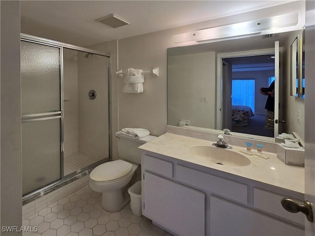 345 Mango St Unit 505, Fort Myers Beach, FL 33931 - ensuite bathroom with tile patterned flooring, a shower stall, and vanity