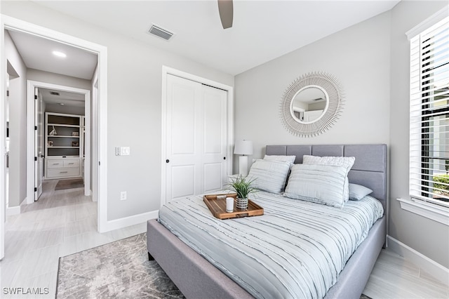19604 Beechcrest Pl, Estero, FL 33928 - bedroom with a closet, ceiling fan, and recessed lighting