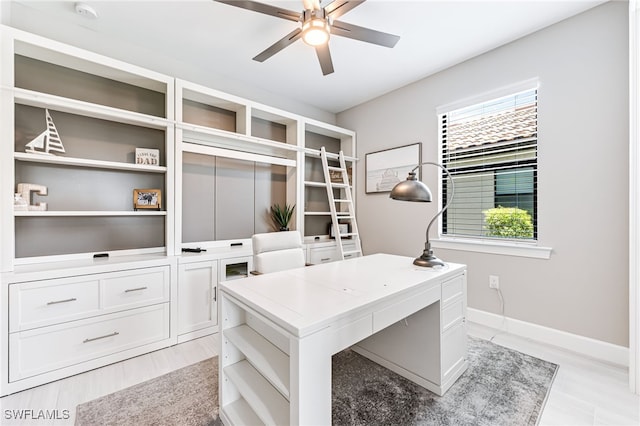 19604 Beechcrest Pl, Estero, FL 33928 - home office featuring ceiling fan and baseboards