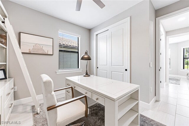 19604 Beechcrest Pl, Estero, FL 33928 - office area with ceiling fan and baseboards