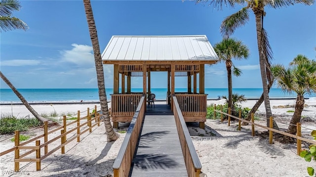 4031 Bayside Rd, Fort Myers Beach, FL 33931 - dock featuring a gazebo and view of water and beach
