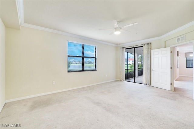 3165 Aviamar Cir Unit 102, Naples, FL 34114 - carpeted empty room with crown molding and a ceiling fan