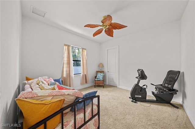 4007 Surfside Blvd, Cape Coral, FL 33914 - bedroom featuring light colored carpet, attic access, and a ceiling fan