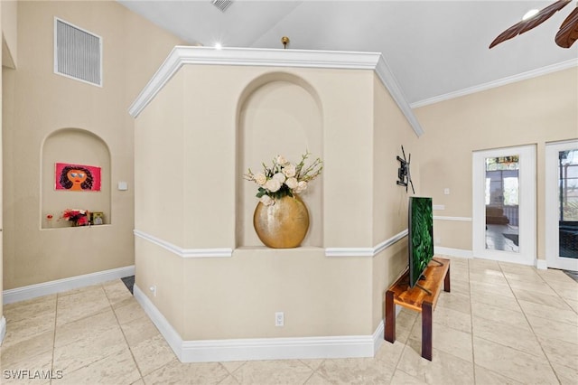 4007 Surfside Blvd, Cape Coral, FL 33914 - hall featuring tile patterned flooring and crown molding