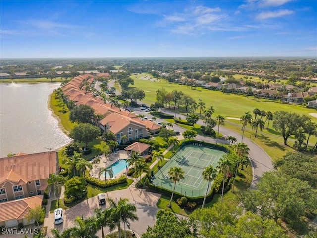 13090 Amberley Ct Unit 1103, Bonita Springs, FL 34135 - aerial perspective of suburban area with a large body of water and a local golf course
