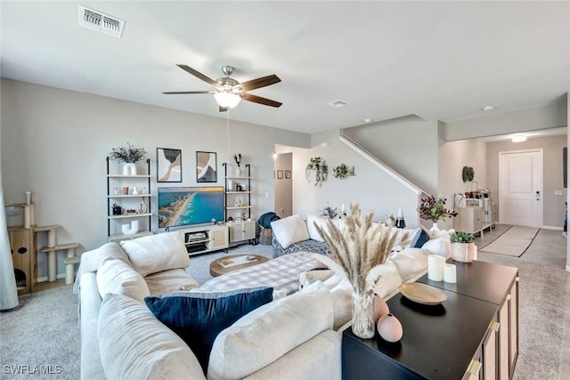 43837 Cattleman Dr, Punta Gorda, FL 33982 - living area featuring light colored carpet and a ceiling fan
