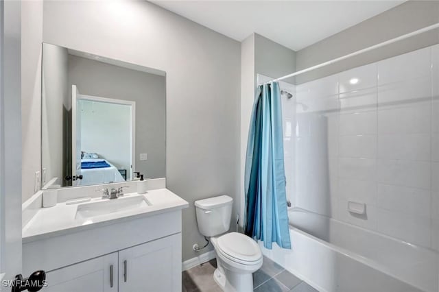 43837 Cattleman Dr, Punta Gorda, FL 33982 - bathroom featuring vanity, shower / tub combo, connected bathroom, and tile patterned floors