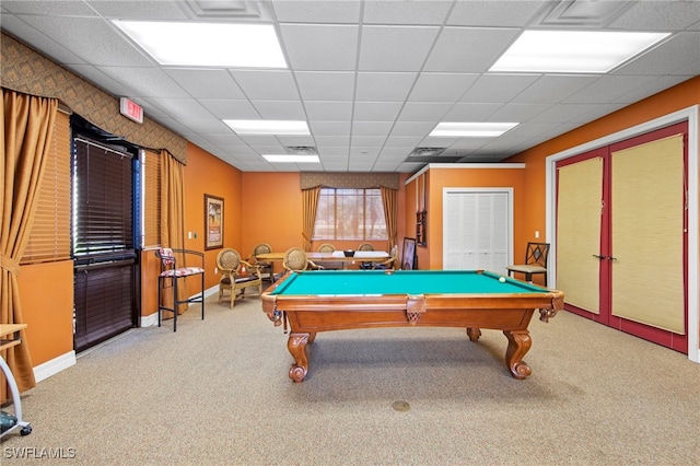 8550 Kingbird Loop Unit 629, Estero, FL 33967 - rec room with carpet flooring, billiards, and a paneled ceiling