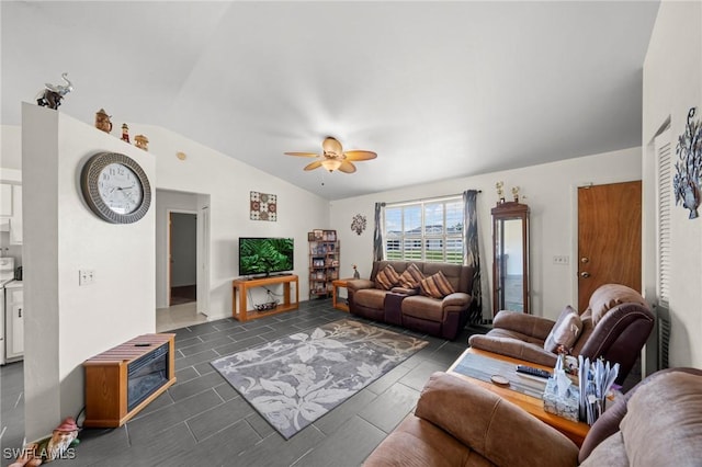 1720 NW 14th Pl, Cape Coral, FL 33993 - living room with lofted ceiling and ceiling fan