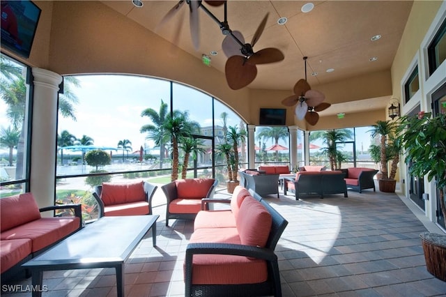 6144 Liberty St, Ave Maria, FL 34142 - view of patio featuring outdoor lounge area and ceiling fan