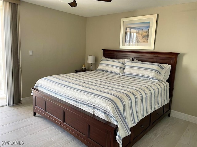 7148 Estero Blvd Unit 922, Fort Myers Beach, FL 33931 - bedroom with baseboards and ceiling fan