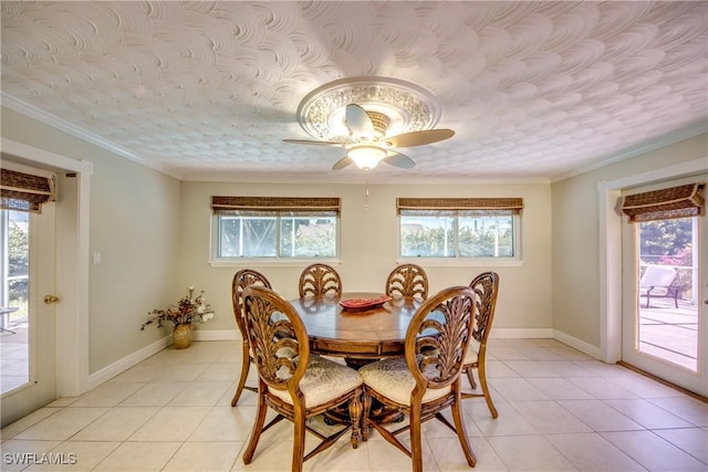 225 SW 43rd Ln, Cape Coral, FL 33914 - dining area featuring healthy amount of natural light, light tile patterned floors, and crown molding