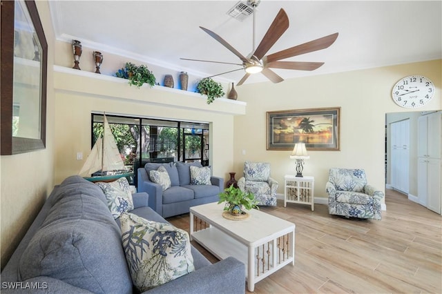 15878 Gleneagle Ct, Fort Myers, FL 33908 - living room with a ceiling fan and light wood finished floors