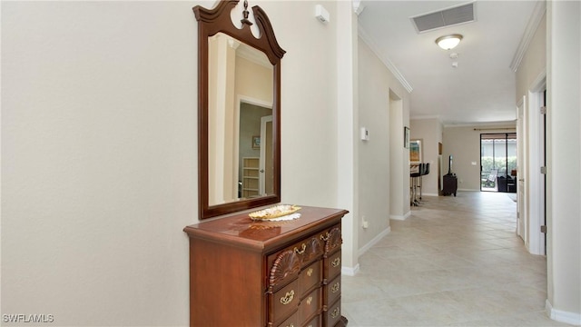 3668 Treasure Cove Ct, Naples, FL 34114 - corridor with crown molding and light tile patterned floors