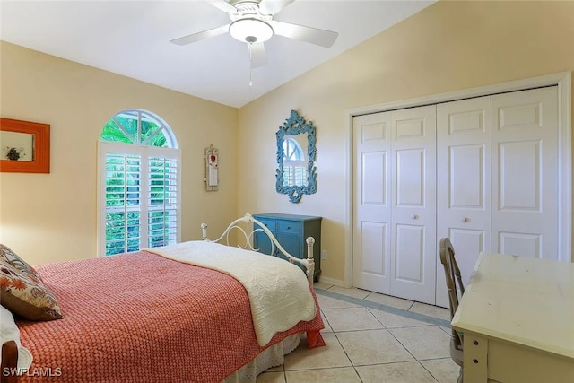 796 108th Ave N, Naples, FL 34108 - bedroom with a closet, light tile patterned flooring, and a ceiling fan