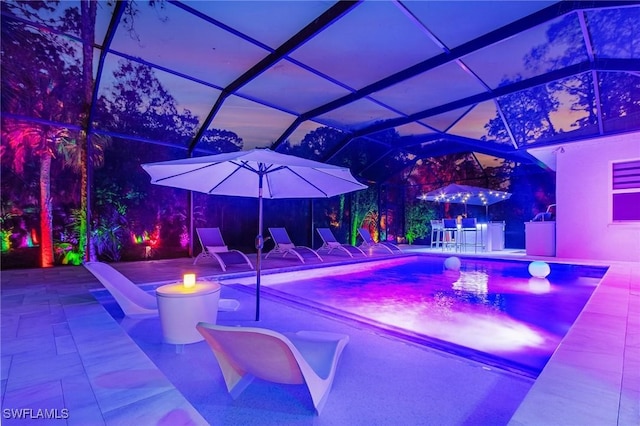 364 Logan Blvd S, Naples, FL 34119 - swimming pool with a patio area, a lanai, and a fire pit