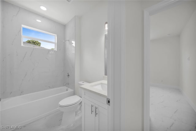 2605 28th St W, Lehigh Acres, FL 33971 - full bathroom featuring marble finish floors, vanity, and shower / washtub combination