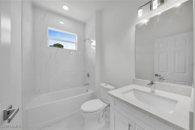 2605 28th St W, Lehigh Acres, FL 33971 - full bathroom featuring vanity, shower / bathtub combination, and marble finish flooring