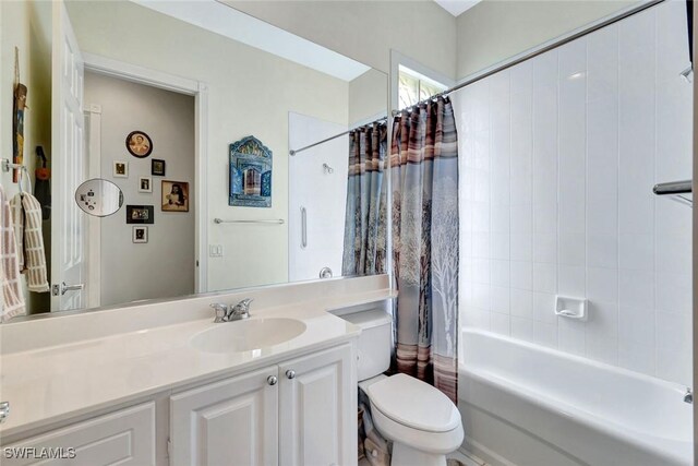 3008 Ellice Way, Naples, FL 34119 - bathroom with vanity and shower / bathtub combination with curtain