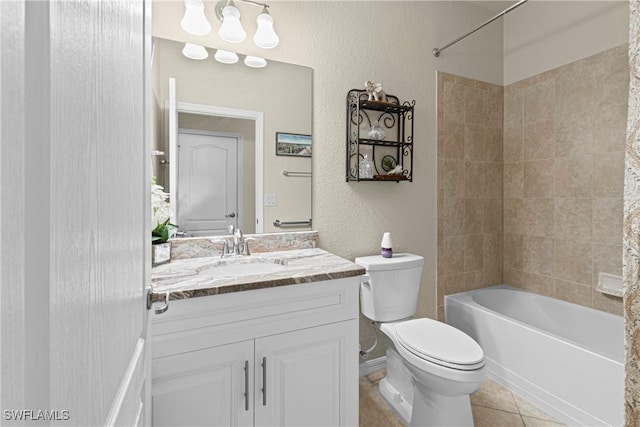 11288 Red Bluff Ln, Fort Myers, FL 33912 - bathroom with vanity, shower / bath combination, tile patterned floors, and a textured wall