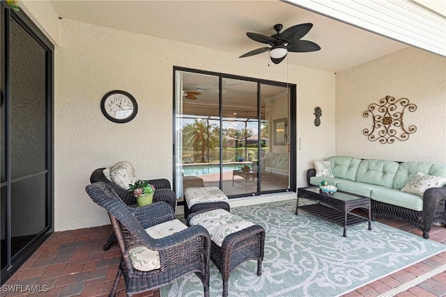 11288 Red Bluff Ln, Fort Myers, FL 33912 - view of patio with outdoor lounge area and ceiling fan
