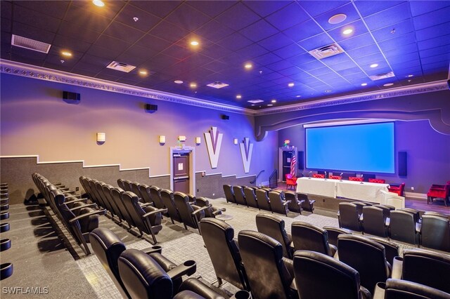 11999 Palba Way Unit 6405, Fort Myers, FL 33912 - home theater featuring carpet flooring and a paneled ceiling