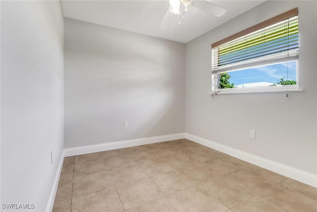 5251-5253 Serenity Cv, Bokeelia, FL 33922 - unfurnished room featuring a ceiling fan and light tile patterned floors